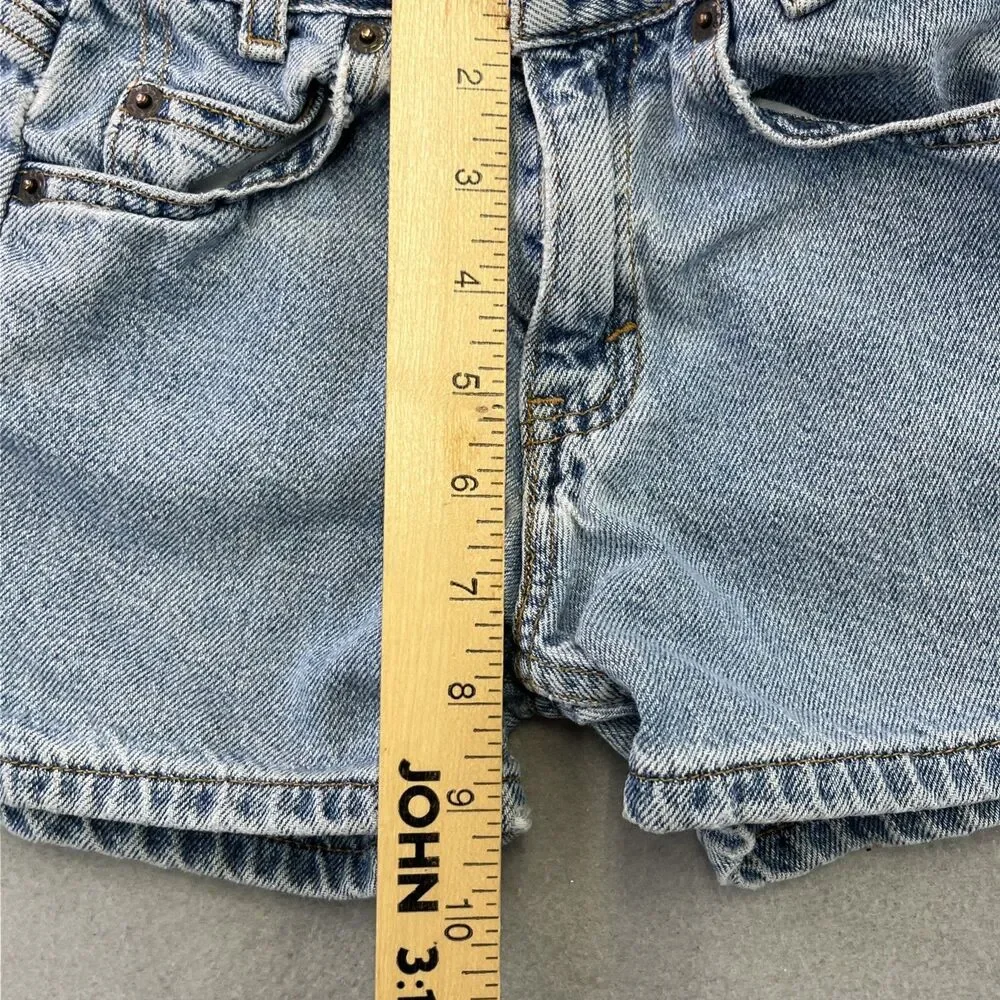 Levis 505 Blue Denim Jean Shorts Youth 6  Vintage White Tab 90s Kids Elastic